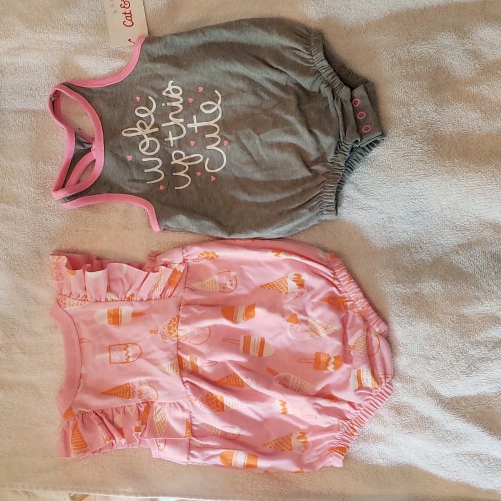 0-3 months Romper/onesie set - woke up this cute and ice cream print.